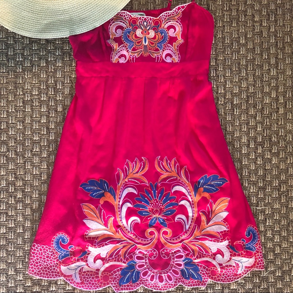 Flying Tomato - Hot Pink Embroidery Sundress SizeM